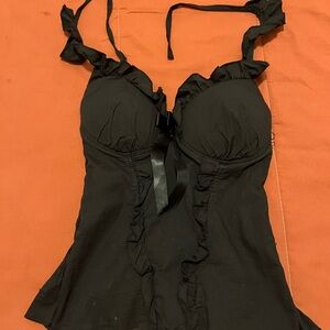 Black Ruffled Halter corset Top